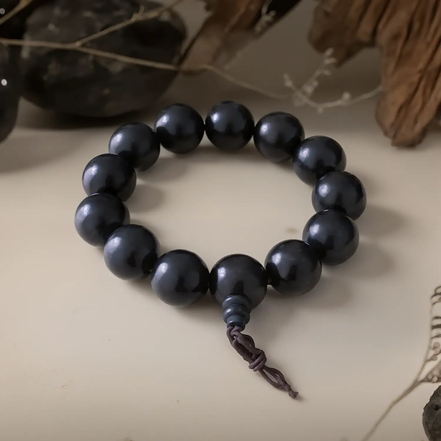 Magicfad Natural Ebony Buddhist Bead Bracelet β Handcrafted Meditation & Protection Jewelry
