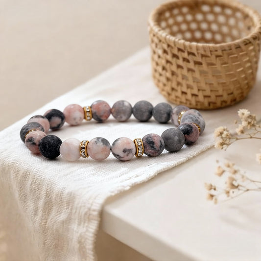 Magicfad Yin-Yang Pink Zebra Quartz Bracelet β Balance & Inner Peace
