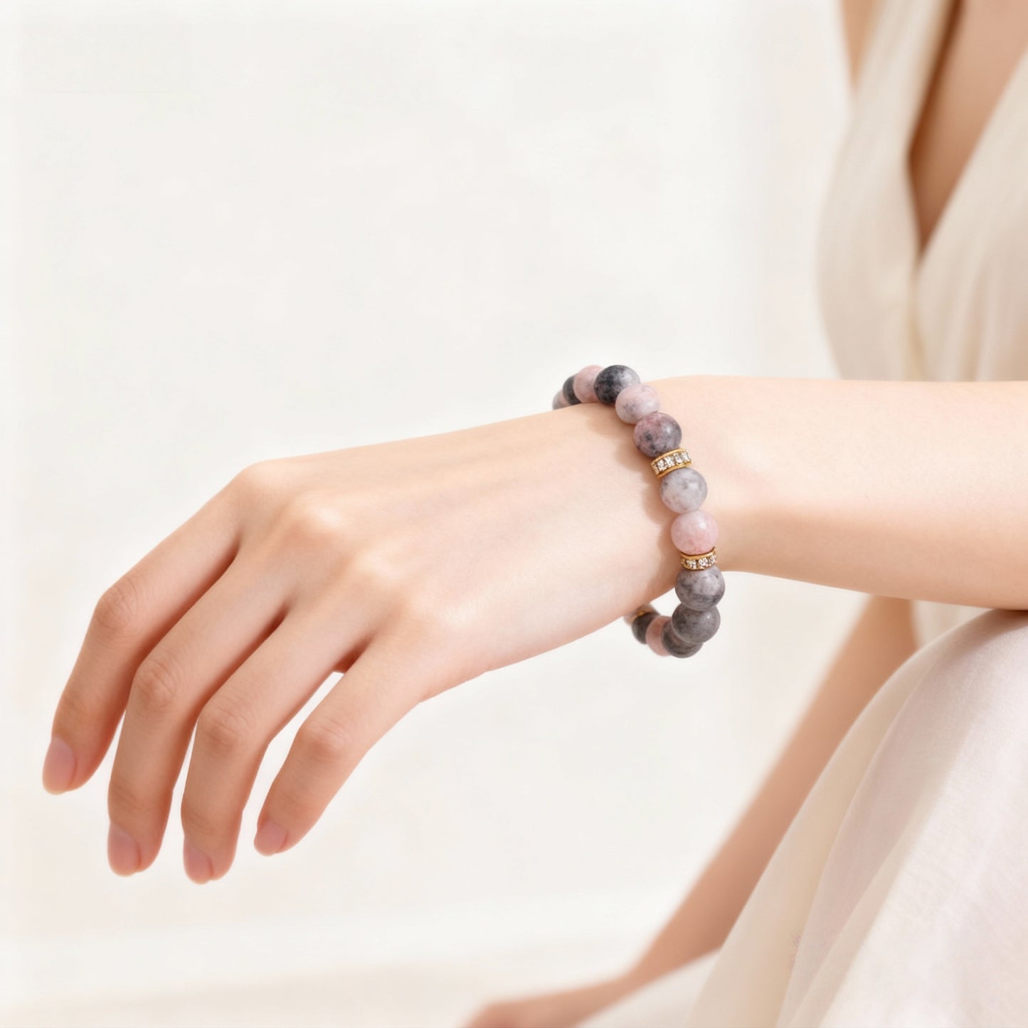 Magicfad Yin-Yang Pink Zebra Quartz Bracelet – Balance & Inner Peace