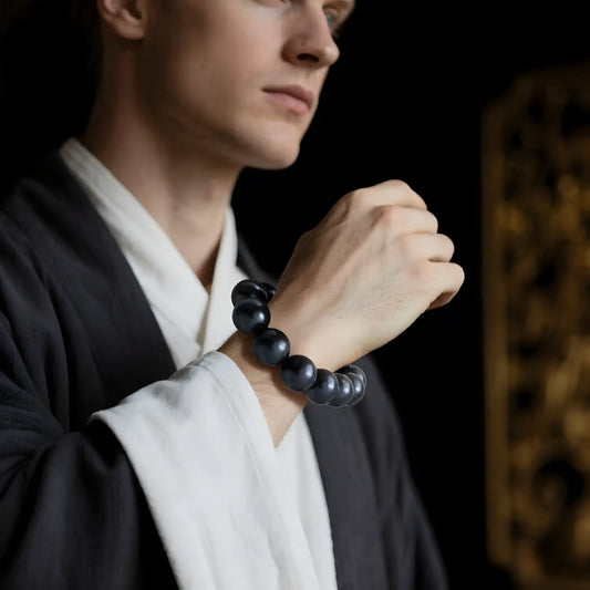 Magicfad Natural Ebony Buddhist Bead Bracelet – Handcrafted Meditation & Protection Jewelry