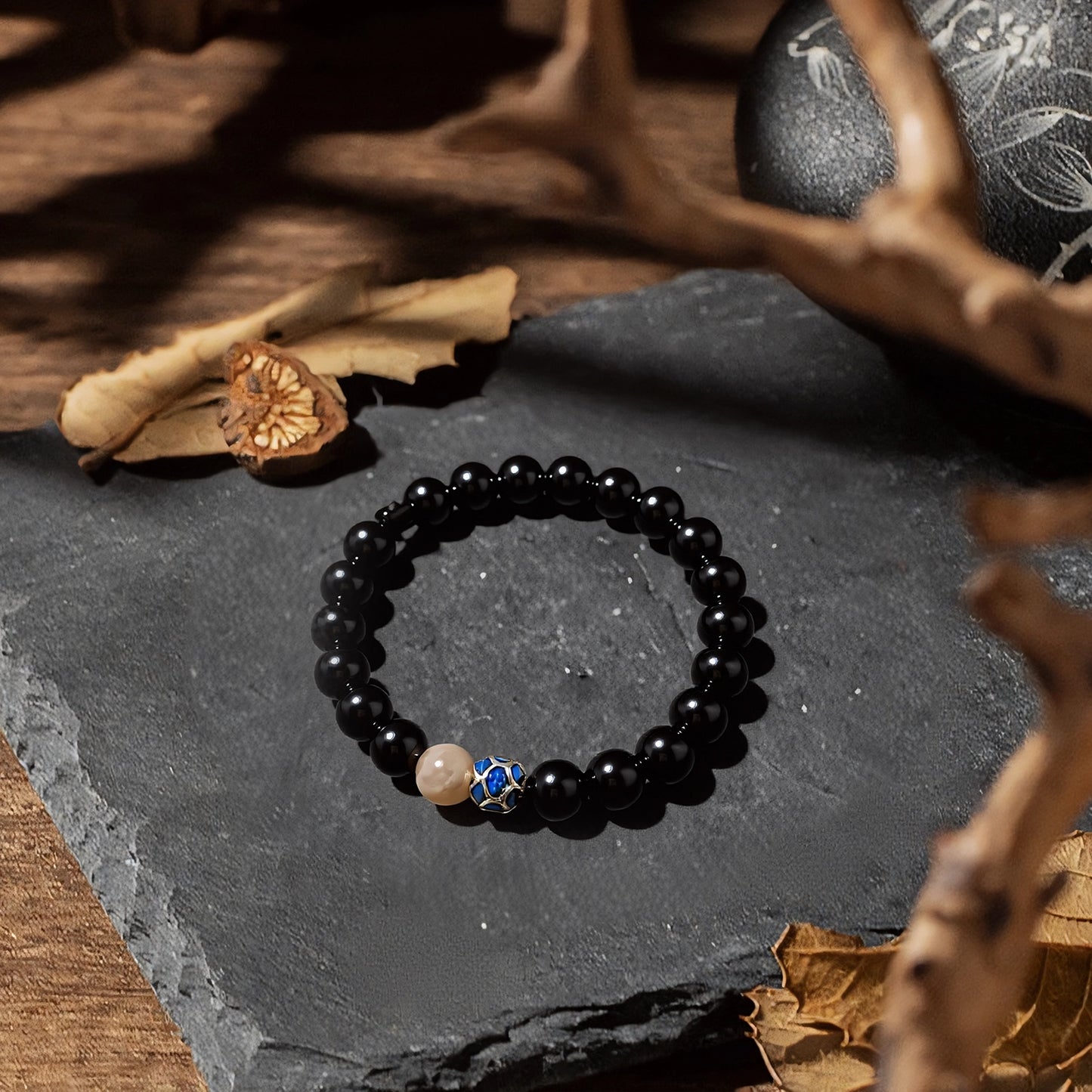 Magicfad Obsidian Lotus Bracelet