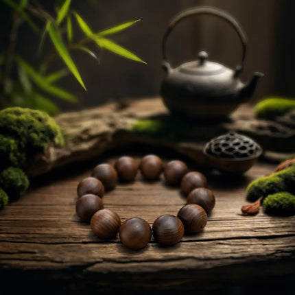 Magicfad Handcrafted Tiger Print Black Rosewood Prayer Bead Bracelet – 12 Beads Meditation & Stress Relief