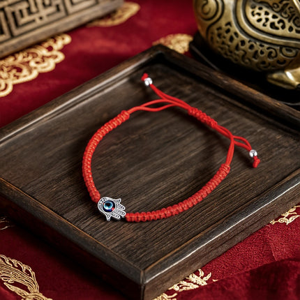 Magicfad Handgefertigtes Armband mit Hamsa-Symbol aus rotem Faden – Kulturelles Symbol &amp; Persönliche Bedeutung