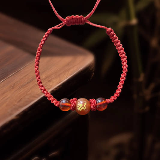 Magicfad Handmade Red Agate Chinese Zodiac Bracelet