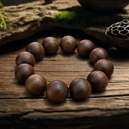 Magicfad Handcrafted Tiger Print Black Rosewood Prayer Bead Bracelet – 12 Beads Meditation & Stress Relief