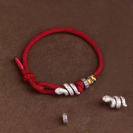Magicfad Red String & Sterling Silver Snake Coin Ring Bracelet — Cultural Symbolism & Personal Intention