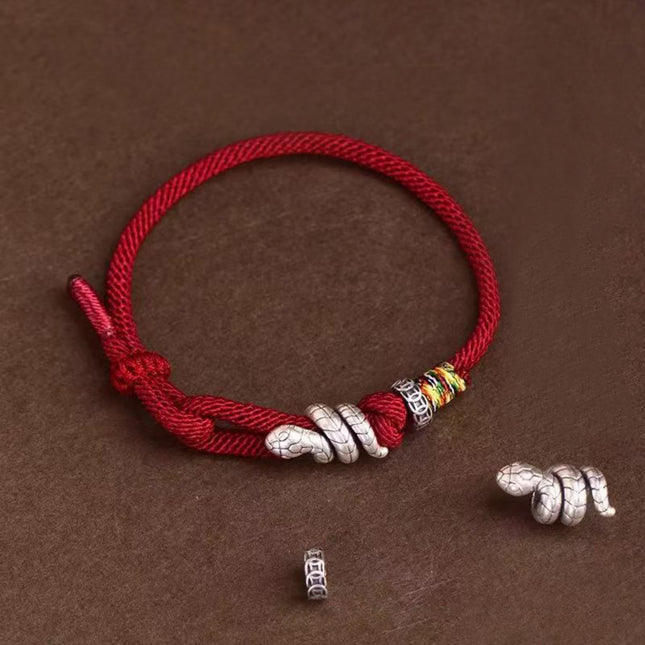 Magicfad Red String & Sterling Silver Snake Coin Ring Bracelet — Cultural Symbolism & Personal Intention