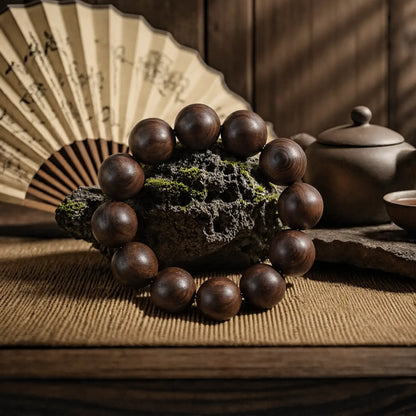 Magicfad Handcrafted Tiger Print Black Rosewood Prayer Bead Bracelet – 12 Beads Meditation & Stress Relief