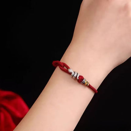 Magicfad Red String & Sterling Silver Snake Coin Ring Bracelet — Cultural Symbolism & Personal Intention