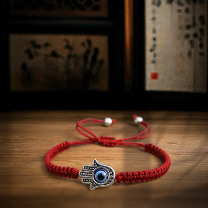 Magicfad Handgefertigtes Armband mit Hamsa-Symbol aus rotem Faden – Kulturelles Symbol &amp; Persönliche Bedeutung