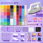【Upgraded Large White Iron + Upgraded Bead Pen Set】144 Colors + Tool Kit + Free 6000 Black and White Beads