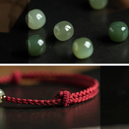 Magicfad Natural Cinnabar Chinese Zodiac Hetian Jade Fu Character Bracelet — Cultural Harmony & Blessing Inspiration
