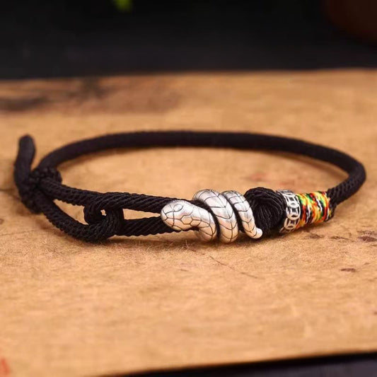 Magicfad Red String & Sterling Silver Snake Coin Ring Bracelet — Cultural Symbolism & Personal Intention