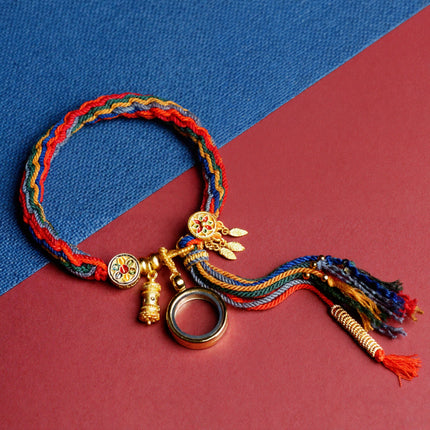 Magicfad Tibetisches Om Mani Padme Hum Traumfänger-Reinkarnationsknoten-Armband - Ein Symbol der Verbindung und Kontinuität