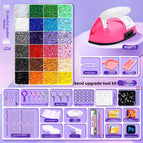 【Iron + Upgraded Bead Pen Set】24 Colors + Tool Kit + Free 2000 Black and White Beads