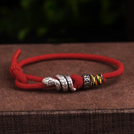 Magicfad Red String & Sterling Silver Snake Coin Ring Bracelet — Cultural Symbolism & Personal Intention