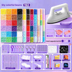 【Upgraded Large White Iron + Upgraded Bead Pen Set】192 Colors + Tool Kit + Free 6000 Black and White Beads
