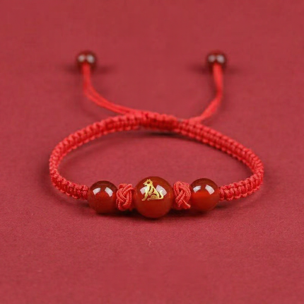 Magicfad Handmade Red Agate Chinese Zodiac Bracelet