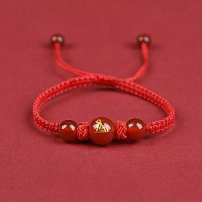 Magicfad Handmade Red Agate Chinese Zodiac Bracelet