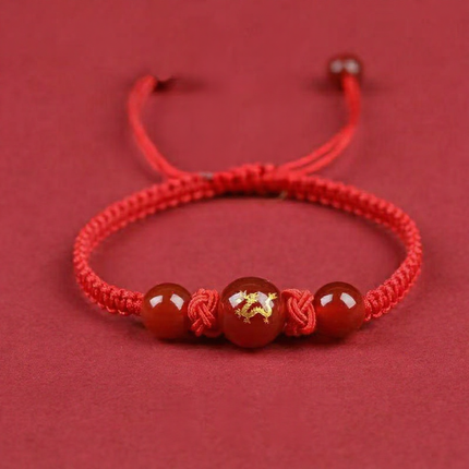 Magicfad Handmade Red Agate Chinese Zodiac Bracelet