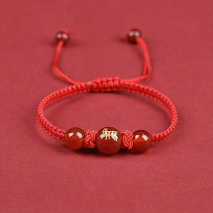 Magicfad Handmade Red Agate Chinese Zodiac Bracelet