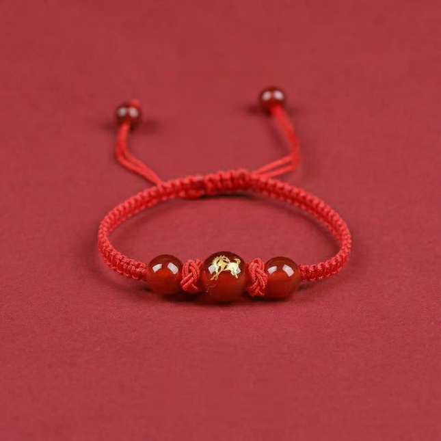 Magicfad Handmade Red Agate Chinese Zodiac Bracelet