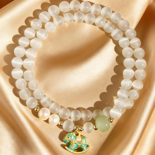 Magicfad Year Of The Horse Chrysoberyl Glass Bead Bracelet