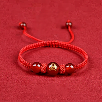 Magicfad Handmade Red Agate Chinese Zodiac Bracelet