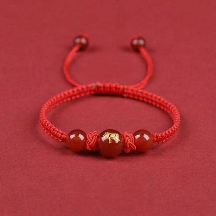 Magicfad Handmade Red Agate Chinese Zodiac Bracelet