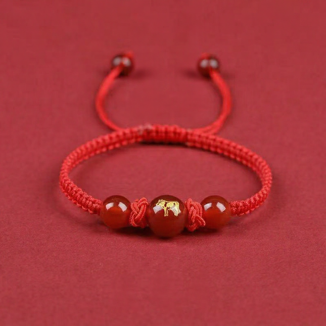 Magicfad Handmade Red Agate Chinese Zodiac Bracelet