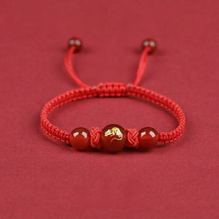 Magicfad Handmade Red Agate Chinese Zodiac Bracelet