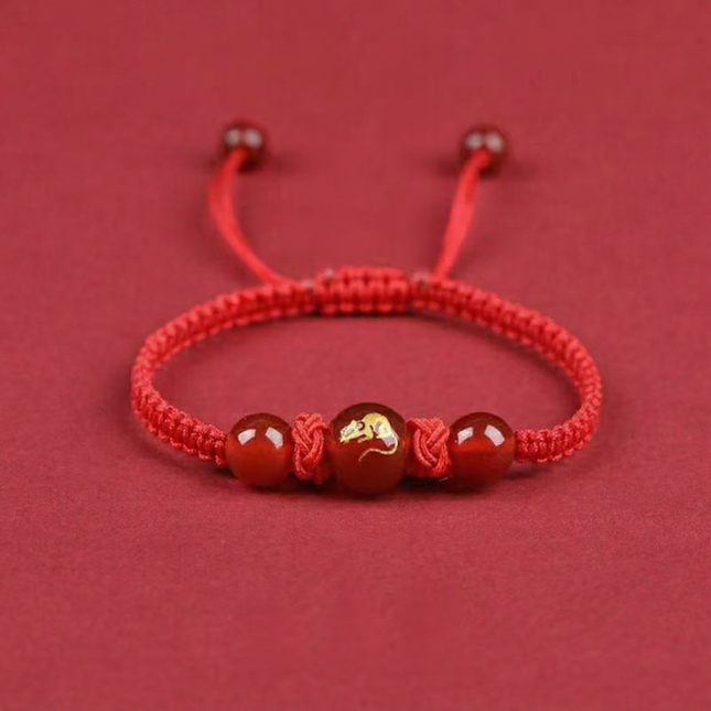 Magicfad Handmade Red Agate Chinese Zodiac Bracelet