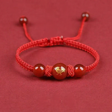 Magicfad Handmade Red Agate Chinese Zodiac Bracelet