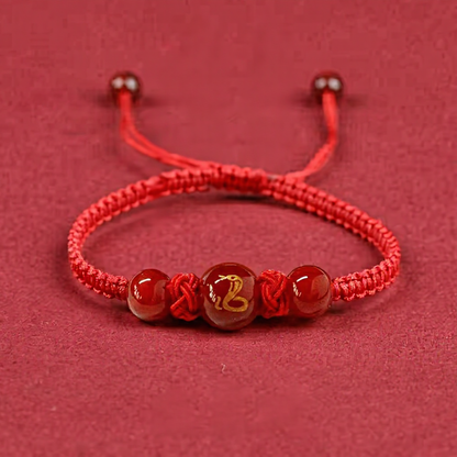 Magicfad Handmade Red Agate Chinese Zodiac Bracelet