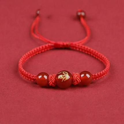 Magicfad Handmade Red Agate Chinese Zodiac Bracelet