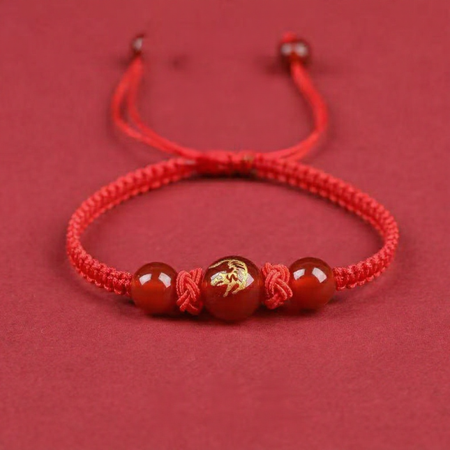 Magicfad Handmade Red Agate Chinese Zodiac Bracelet